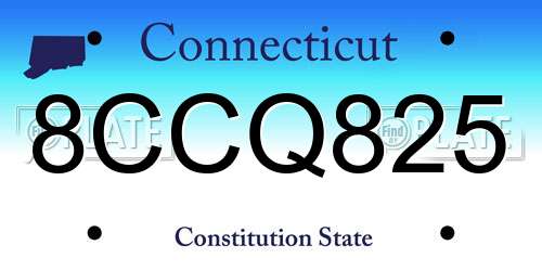 8CCQ825 Connecticut License Plate