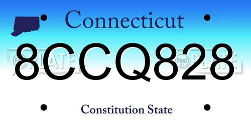 8CCQ828 Connecticut License Plate