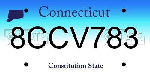 8CCV783 Connecticut License Plate