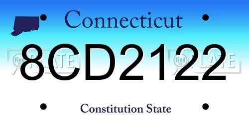 8CD2122 Connecticut License Plate