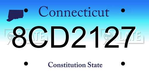 8CD2127 Connecticut License Plate