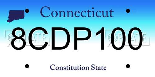 8CDP100 Connecticut License Plate