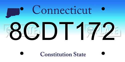 8CDT172 Connecticut License Plate