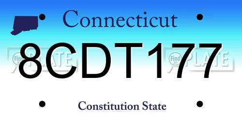 8CDT177 Connecticut License Plate