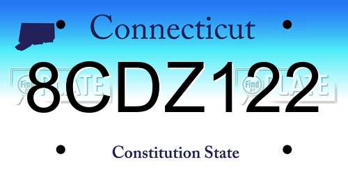 8CDZ122 Connecticut License Plate