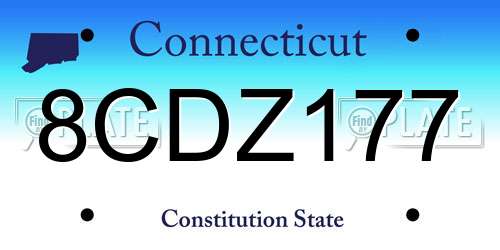 8CDZ177 Connecticut License Plate