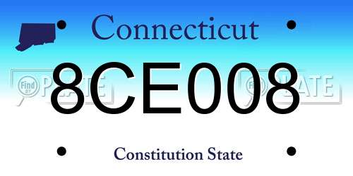 8CE008 Connecticut License Plate