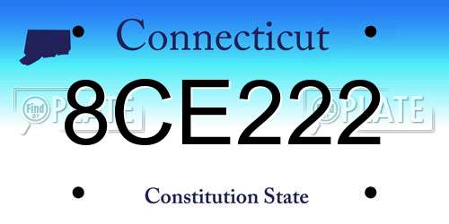 8CE222 Connecticut License Plate