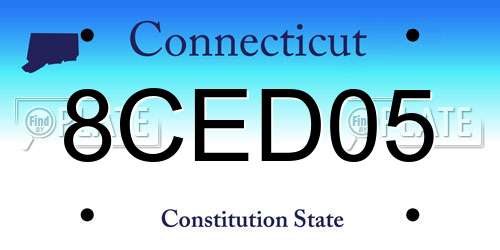 8CED05 Connecticut License Plate