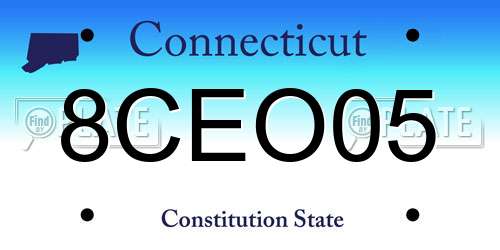 8CEO05 Connecticut License Plate