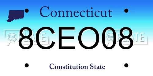 8CEO08 Connecticut License Plate