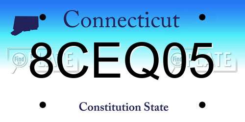 8CEQ05 Connecticut License Plate