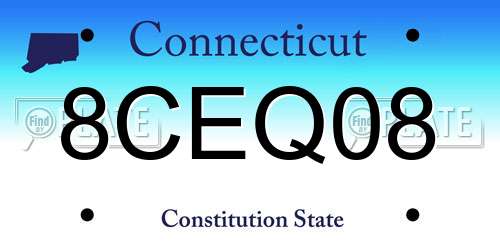 8CEQ08 Connecticut License Plate