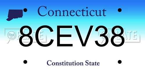 8CEV38 Connecticut License Plate