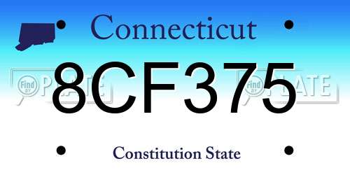 8CF375 Connecticut License Plate