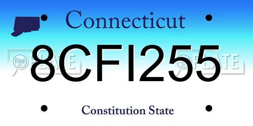 8CFI255 Connecticut License Plate