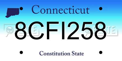 8CFI258 Connecticut License Plate