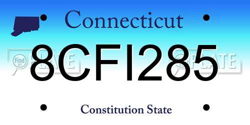 8CFI285 Connecticut License Plate