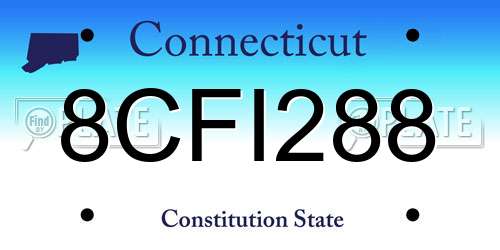 8CFI288 Connecticut License Plate