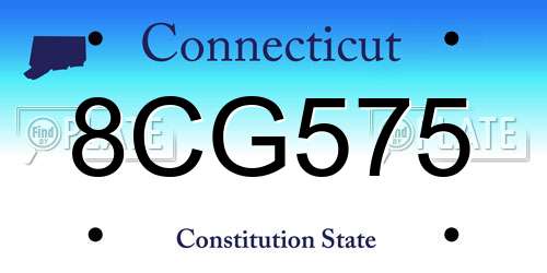 8CG575 Connecticut License Plate