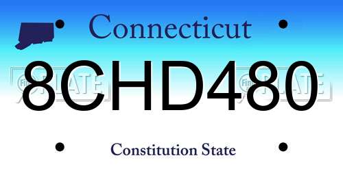 8CHD480 Connecticut License Plate