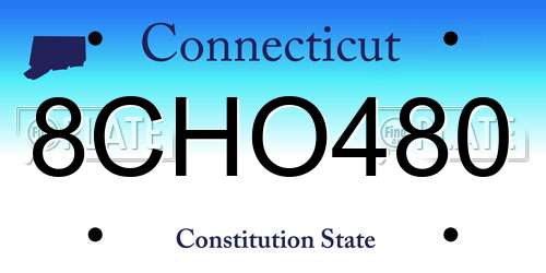 8CHO480 Connecticut License Plate