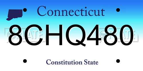 8CHQ480 Connecticut License Plate