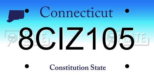 8CIZ105 Connecticut License Plate