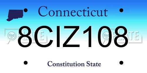 8CIZ108 Connecticut License Plate
