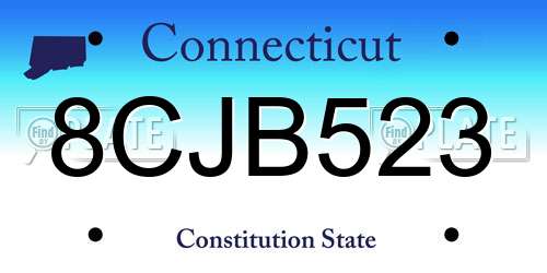 8CJB523 Connecticut License Plate