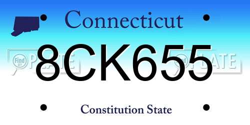 8CK655 Connecticut License Plate