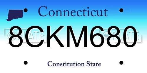 8CKM680 Connecticut License Plate