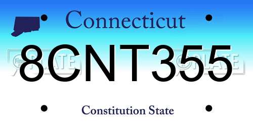 8CNT355 Connecticut License Plate