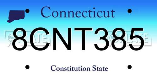 8CNT385 Connecticut License Plate