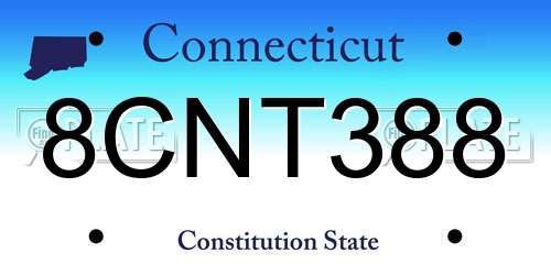 8CNT388 Connecticut License Plate