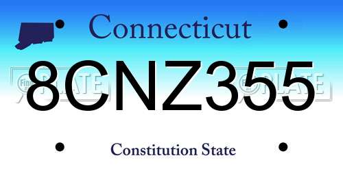 8CNZ355 Connecticut License Plate