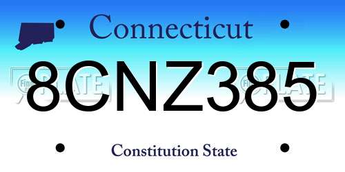 8CNZ385 Connecticut License Plate
