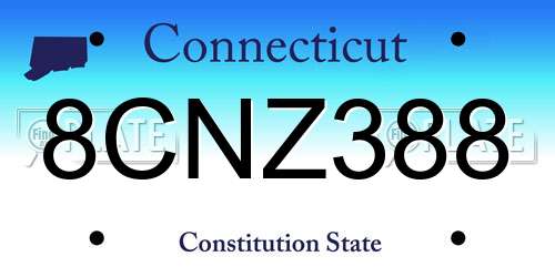 8CNZ388 Connecticut License Plate