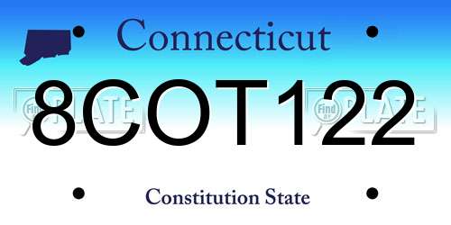 8COT122 Connecticut License Plate