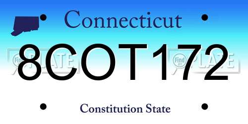 8COT172 Connecticut License Plate