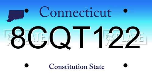 8CQT122 Connecticut License Plate