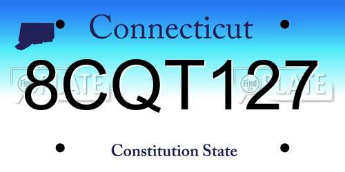 8CQT127 Connecticut License Plate