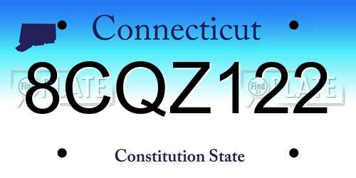 8CQZ122 Connecticut License Plate