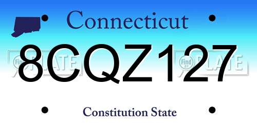 8CQZ127 Connecticut License Plate