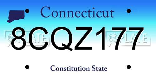 8CQZ177 Connecticut License Plate
