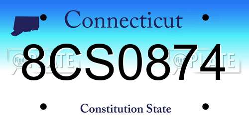 8CS0874 Connecticut License Plate