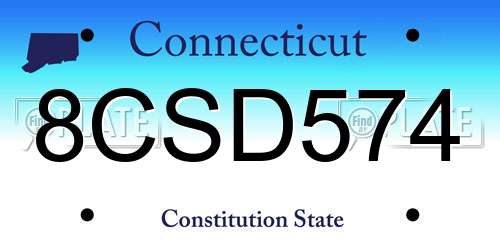 8CSD574 Connecticut License Plate