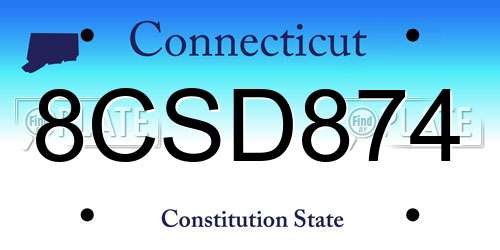 8CSD874 Connecticut License Plate