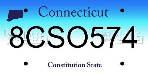 8CSO574 Connecticut License Plate