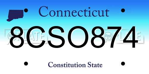 8CSO874 Connecticut License Plate
